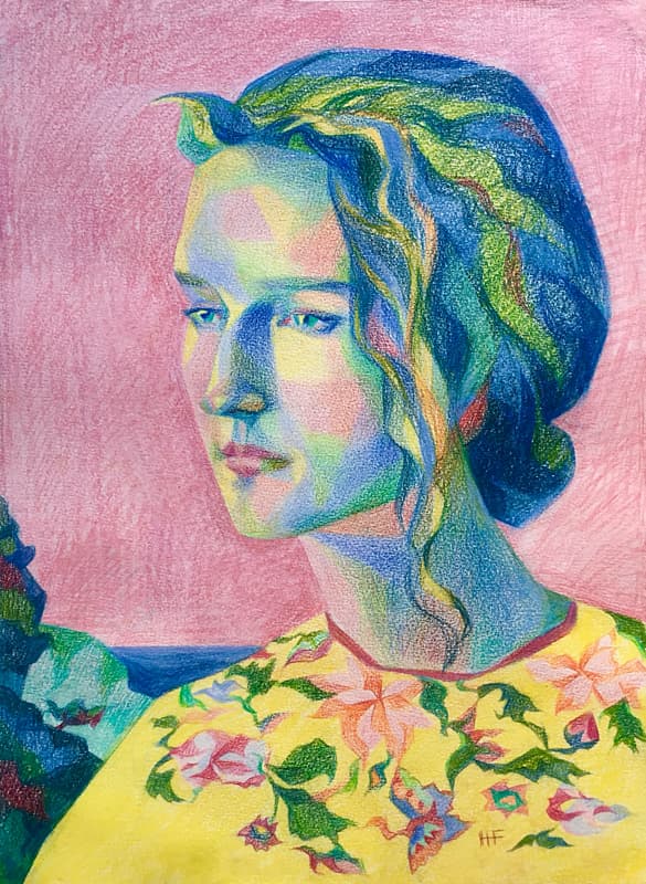 Portrait: Séraphine aux Crayons de Couleurs