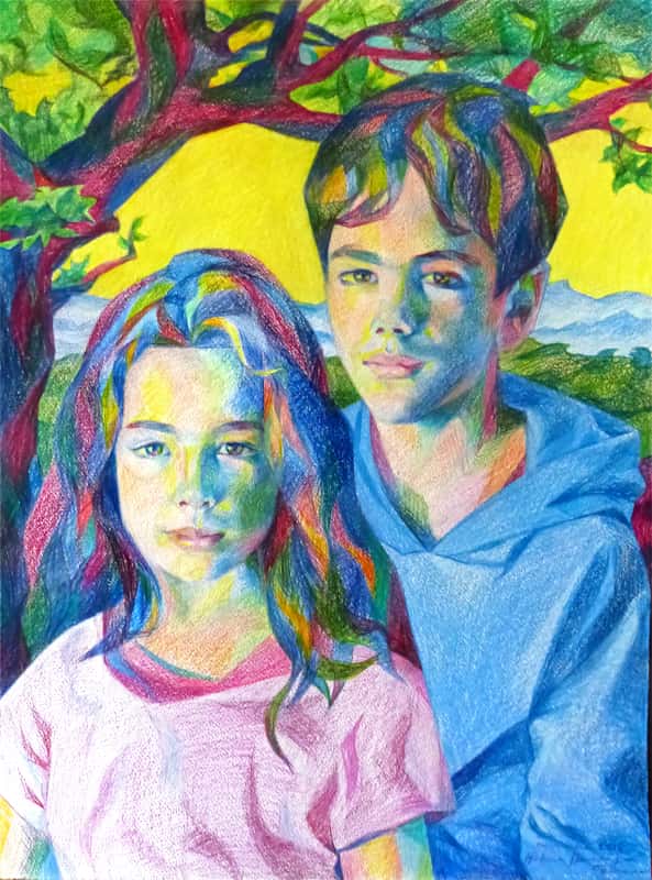 Stanislas et Agathe - Crayons de Couleurs - 40cm x 50cm